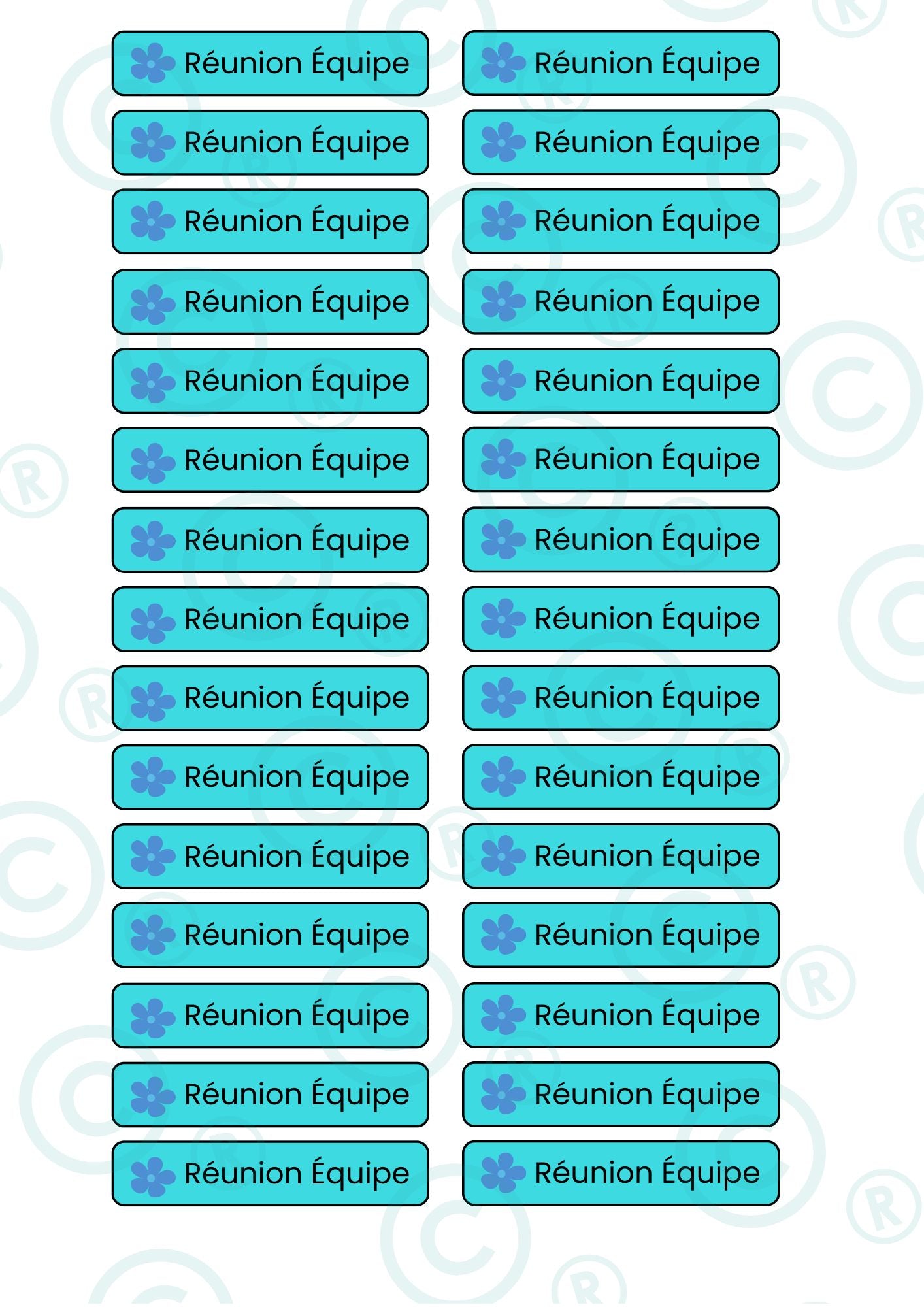STICKERS RECTANGULAIRES: "Réunion Équipe"