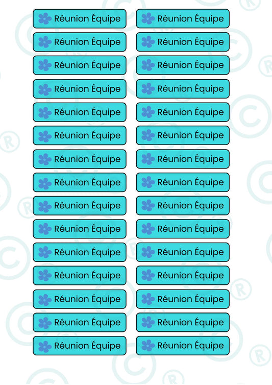 STICKERS RECTANGULAIRES: "Réunion Équipe"