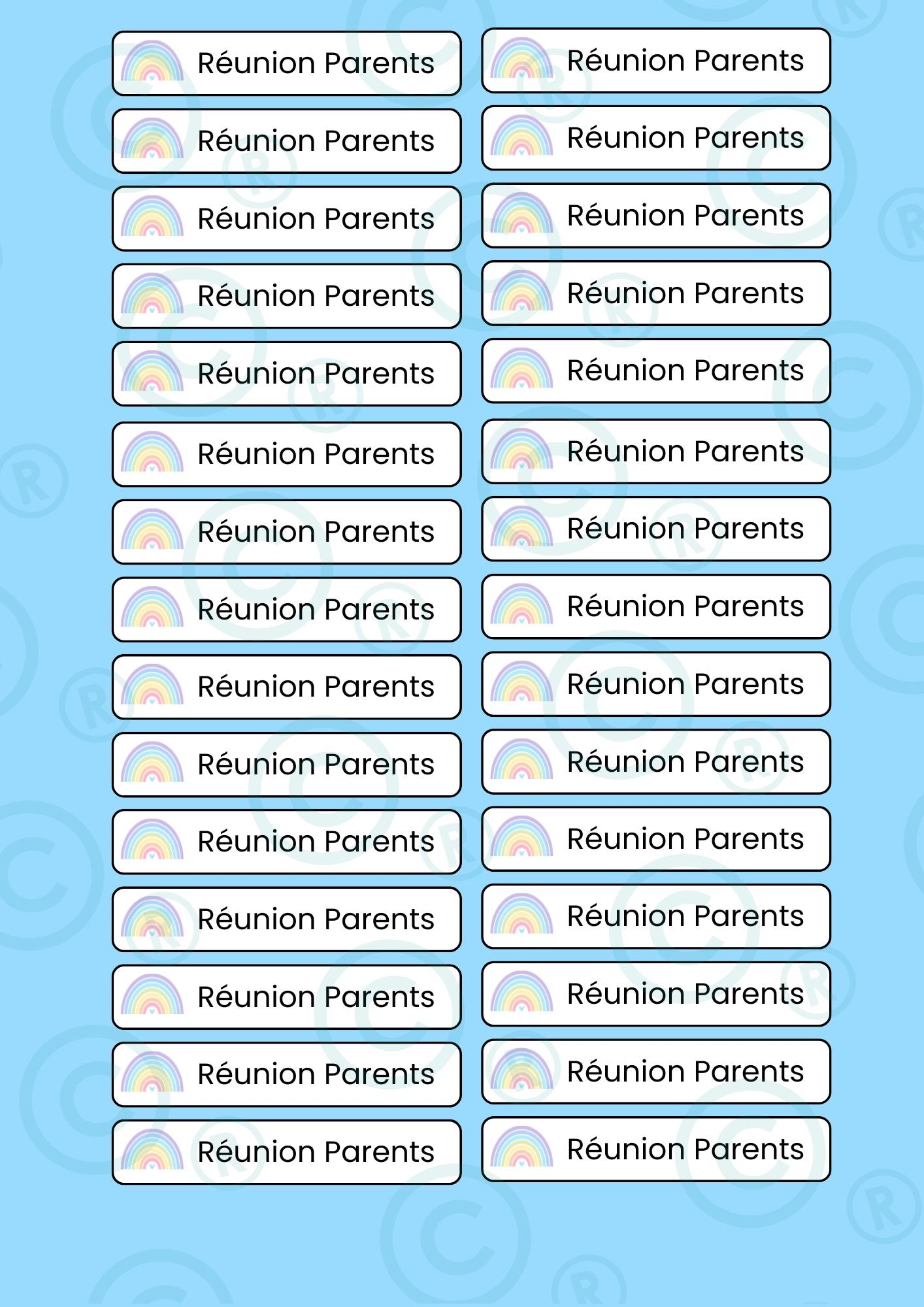 STICKERS RECTANGULAIRES: Réunion Parents