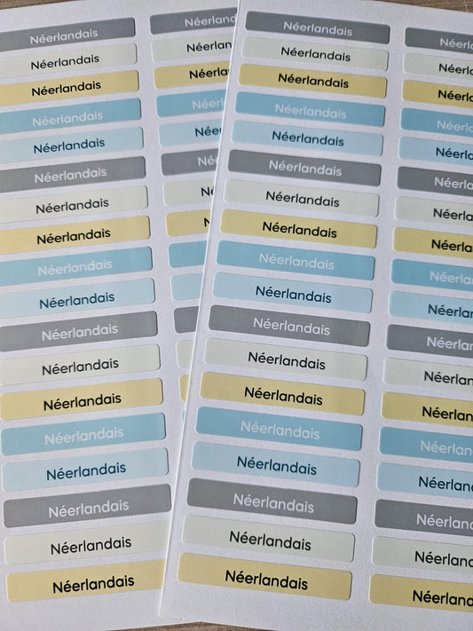 STICKERS RECTANGULAIRES : Néerlandais ( planche de 30 stickers)