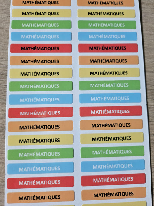 STICKERS RECTANGULAIRES: Mathématiques ( planche de 30 stickers)