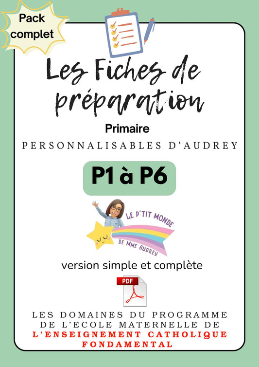 Prépas personnalisables : PRIMAIRES: Pack complet: P1 à P6 : PDF (version simple + version complète)en lien avec les programmes de l'enseignement catholique